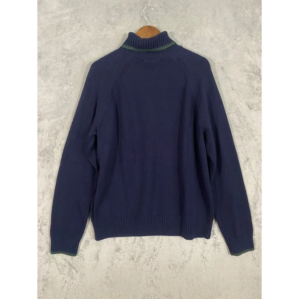 Banana‎ Republic Sweater Mens L Navy Blue Apres Ski Turtleneck Cotton Wool Blend